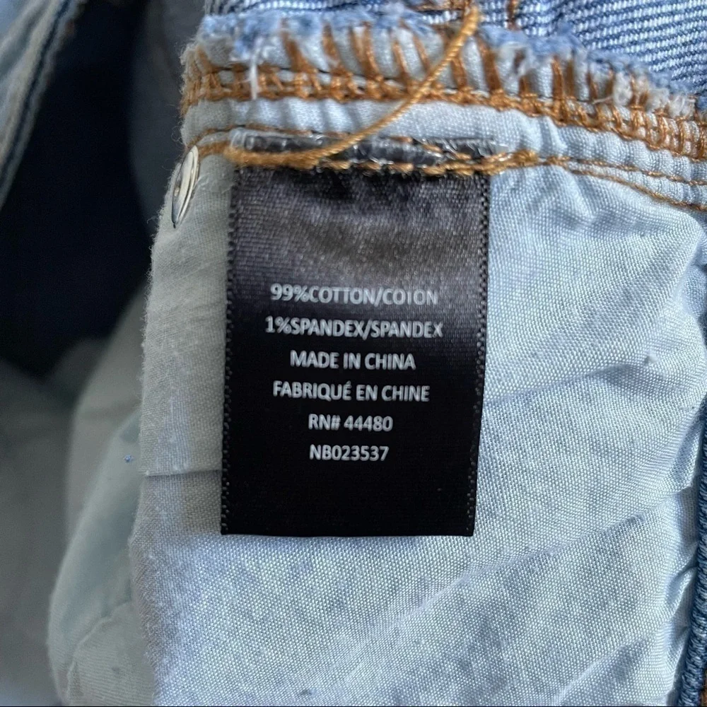 AFRM Skirt Denim Distressed Raw Hem Light Wash 28